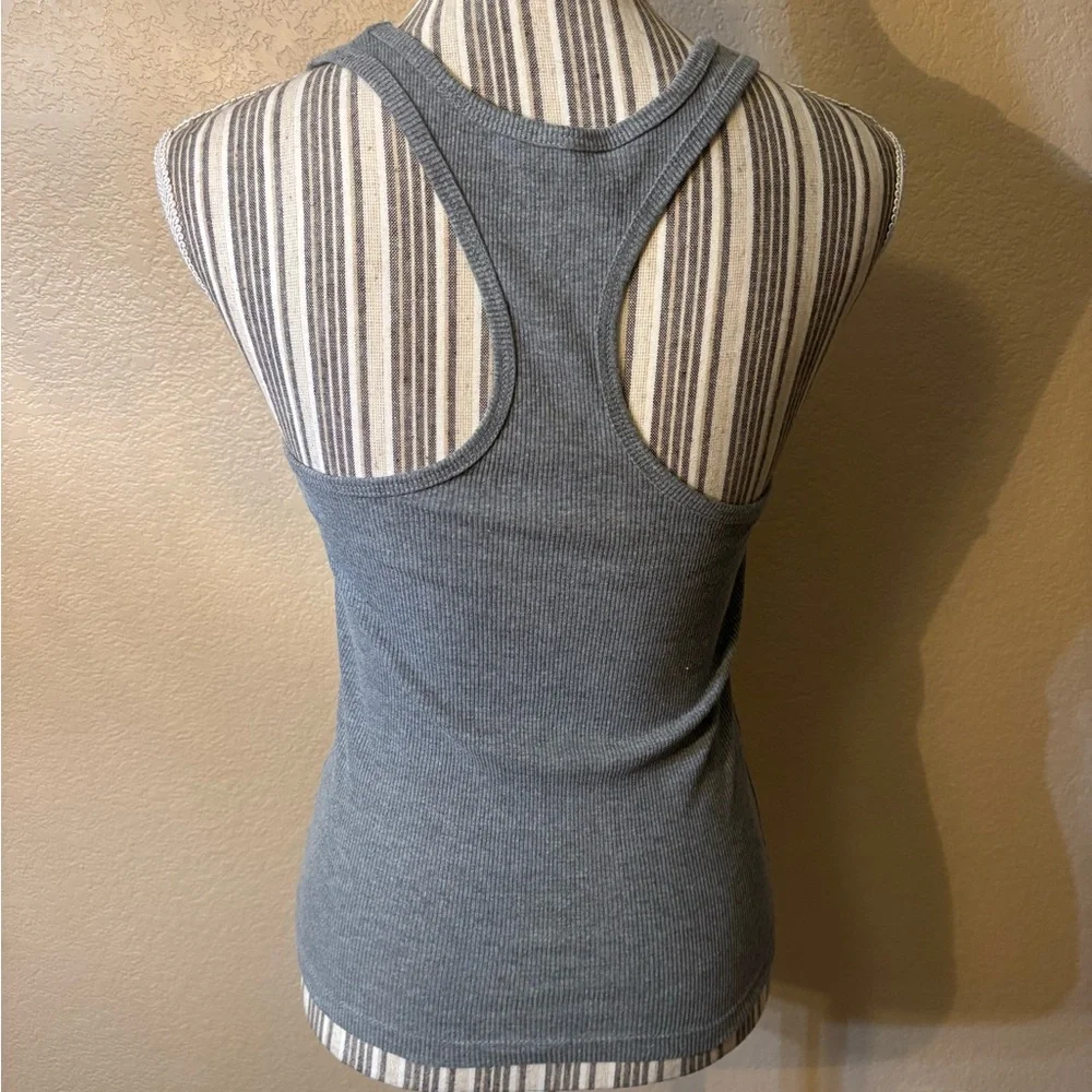 Wild Fable Tank Top Small Gray Ribbed Scoop Neck Racerback Cotton Stretch - Picture 5 of 12